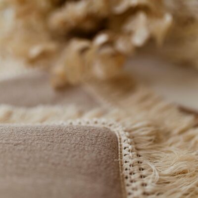 Kocyk niemowlęcy lniany 50×75cm boho beż