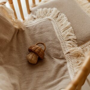 Kocyk niemowlęcy lniany 50×75cm boho beż