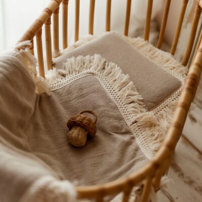 Kocyk niemowlęcy lniany 50×75cm boho beż