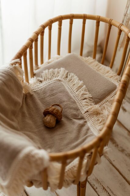 Kocyk niemowlęcy lniany 50×75cm boho beż
