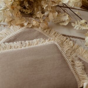 Kocyk niemowlęcy lniany 50×75cm boho beż