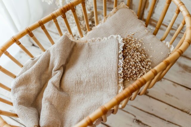 Kocyk niemowlęcy muślinowy 50×75cm masełko