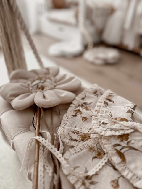 Kołnierzyk damski lniany z falbanką koronka zoja honey