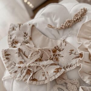 Kołnierzyk damski lniany z falbanką koronka zoja honey