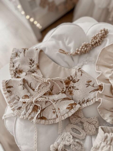 Kołnierzyk damski lniany z falbanką koronka zoja honey