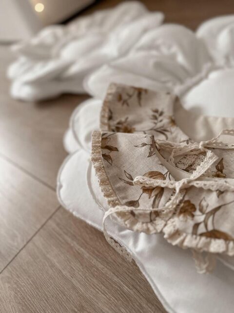 Kołnierzyk damski lniany z falbanką koronka zoja honey