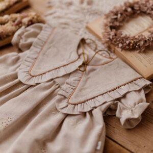 Kołnierzyk damski z falbanką lniany żakard stefania royal