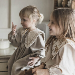 Kołnierzyk damski z falbanką lniany żakard stefania royal