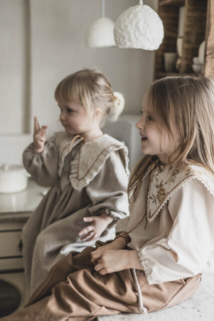 Kołnierzyk damski z falbanką lniany żakard stefania royal