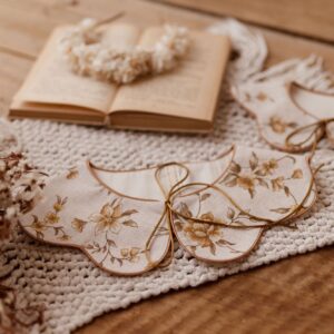 Kołnierzyk lniany w kwiatuszki dla dziecka malwa honey