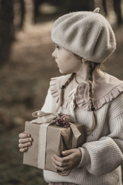 Kołnierzyk lniany z falbanką retro róż dla dziecka zoja