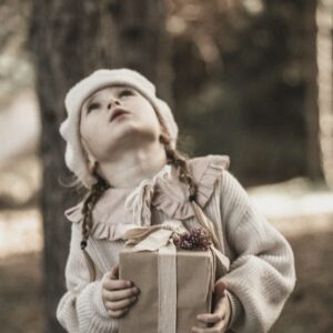 Kołnierzyk lniany z falbanką retro róż dla dziecka zoja