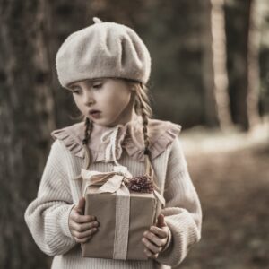 Kołnierzyk lniany z falbanką retro róż dla dziecka zoja