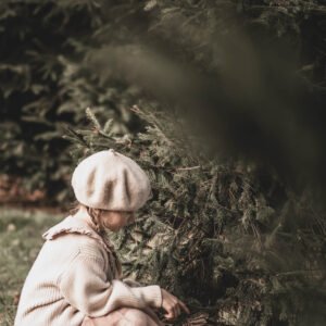 Kołnierzyk lniany z falbanką retro róż dla dziecka zoja