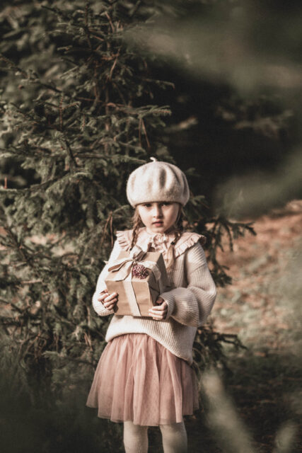 Kołnierzyk lniany z falbanką retro róż dla dziecka zoja