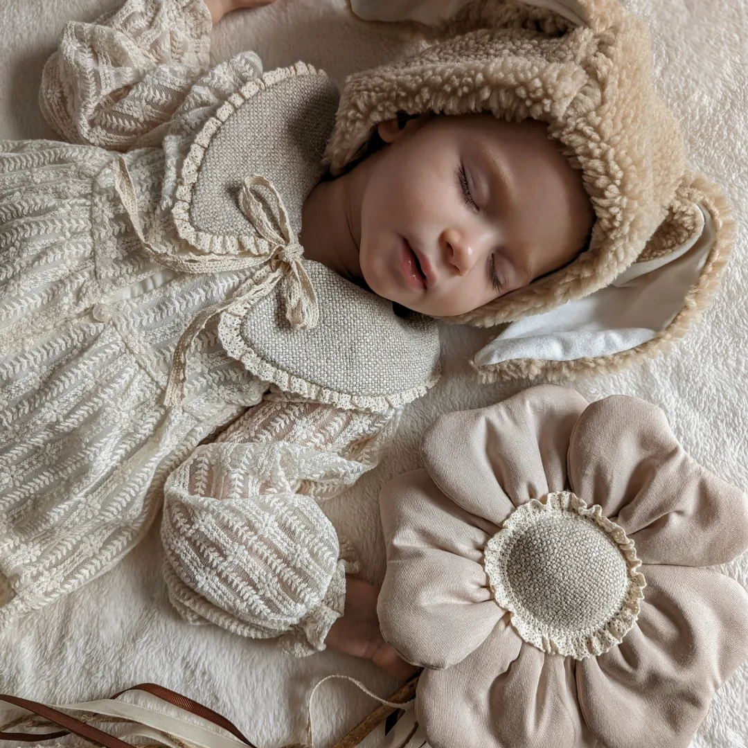 Kołnierzyk retro damski lniany wiązany kasza len zoja