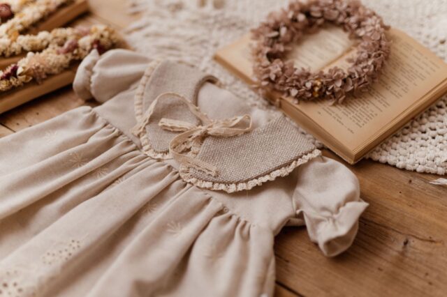 Kołnierzyk retro damski lniany wiązany kasza len zoja