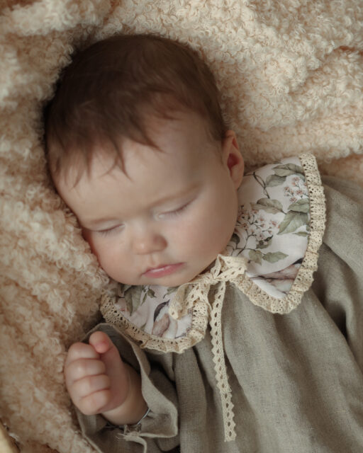 Kołnierzyk retro z koronką damski Hania wróbelki natural