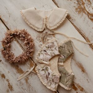 Kołnierzyk retro z koronką damski Hania wróbelki natural