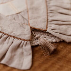 Kołnierzyk vintage lniany żakard w kwiatuszki dla dziecka Antonina