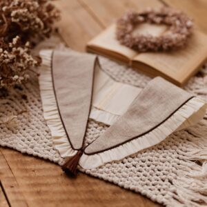 Kołnierzyk damski z falbanką lniany średni beż anielka