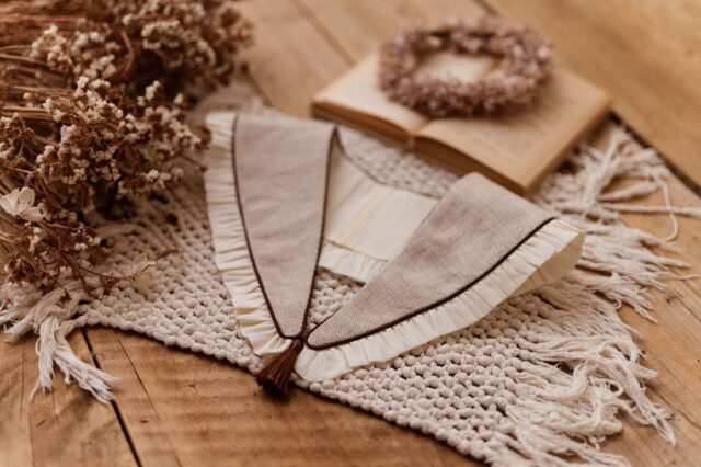 Kołnierzyk damski z falbanką lniany średni beż anielka