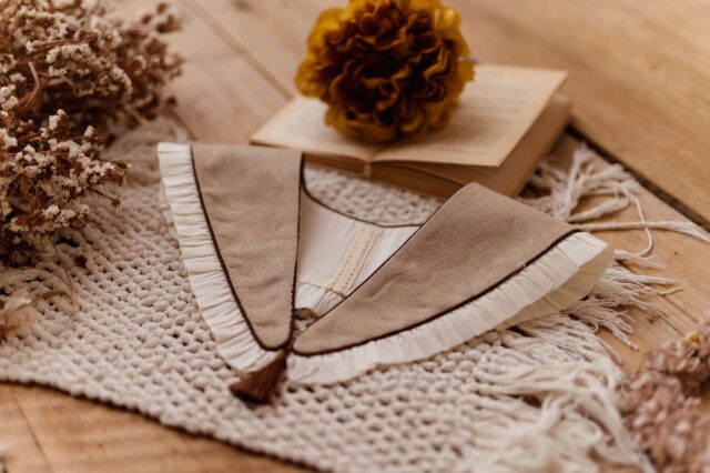 Kołnierzyk dla dziecka lniany jasny beż anielka