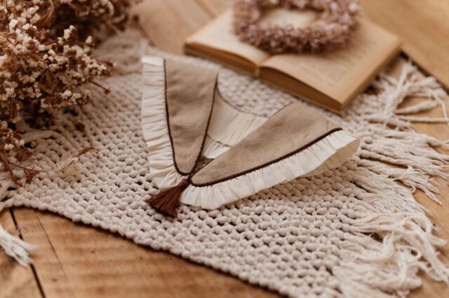 Kołnierzyk dla dziecka lniany jasny beż anielka