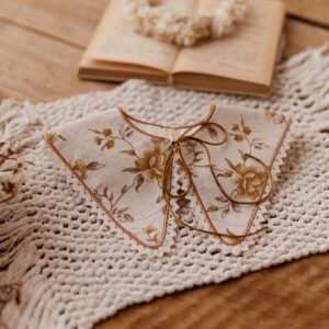 Kołnierzyk dla dziecka z koronką lniany stefania honey