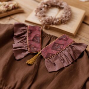 Kołnierzyk lniany dla dziewczynki z falbanką coco retro rose