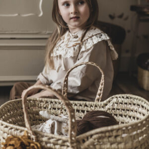 Kołnierzyk retro z falbanką w kwiatki damski tiul Antonina