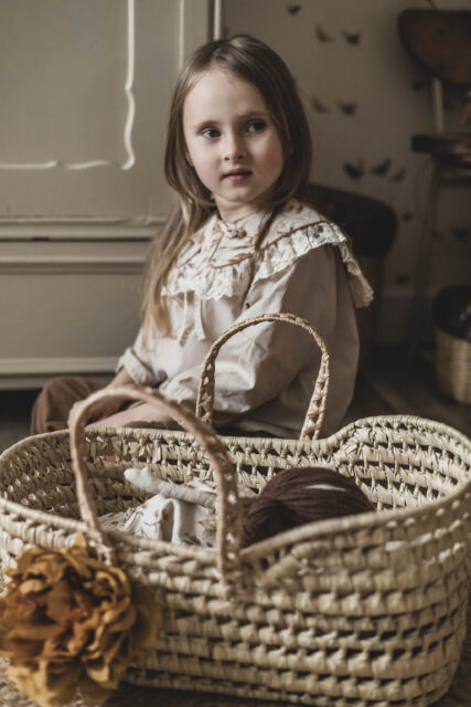 Kołnierzyk retro z falbanką w kwiatki damski tiul Antonina