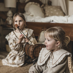 Kołnierzyk retro z falbanką w kwiatki damski tiul Antonina