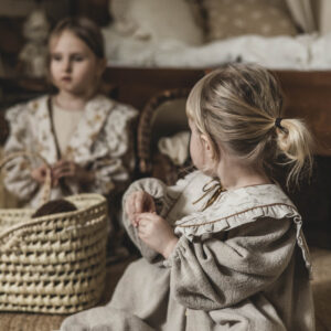 Kołnierzyk retro z falbanką w kwiatki damski tiul Antonina