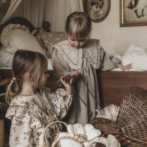 Kołnierzyk retro z falbanką w kwiatki damski tiul Antonina