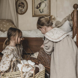 Kołnierzyk retro z falbanką w kwiatki damski tiul Antonina