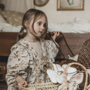 Kołnierzyk retro z falbanką w kwiatki damski tiul Antonina