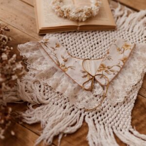 Kołnierzyk retro z falbanką w kwiatki damski tiul Antonina