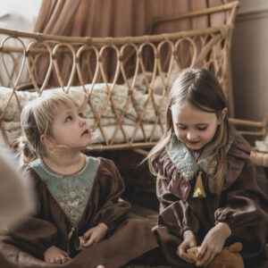 Kołnierzyk z falbanką dla dziecka lniany coco turkus