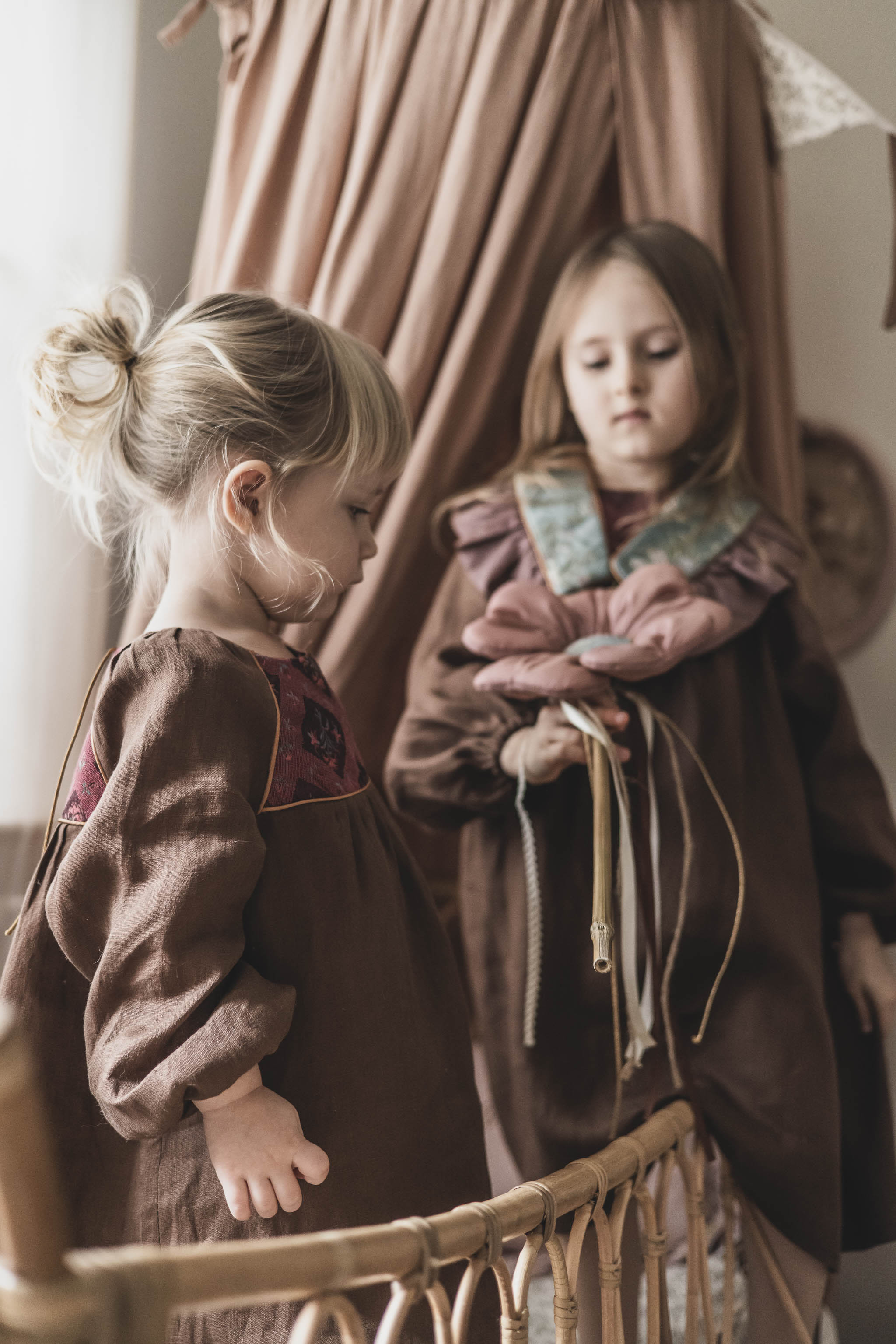 Kołnierzyk z falbanką dla dziecka lniany coco turkus