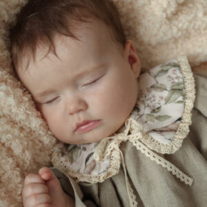 Kołnierzyk z koronką dla dziewczynki bawełniany Hania wróbelki natural