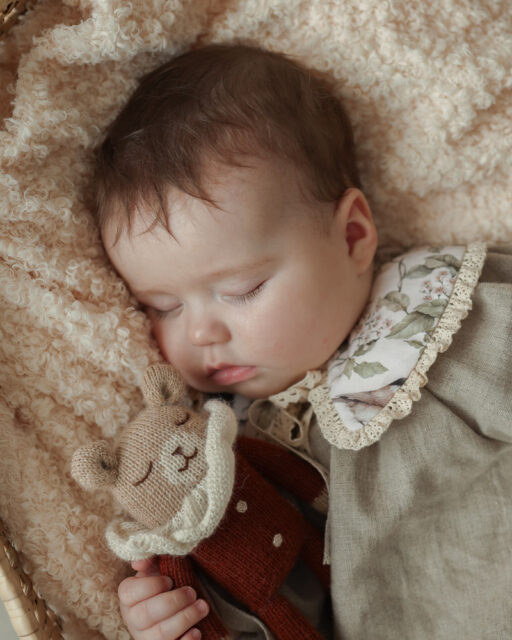 Kołnierzyk z koronką dla dziewczynki bawełniany Hania wróbelki natural