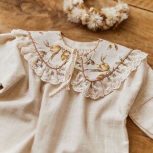 Kołnierzyk z falbanką z koronki damski lniany zoja honey