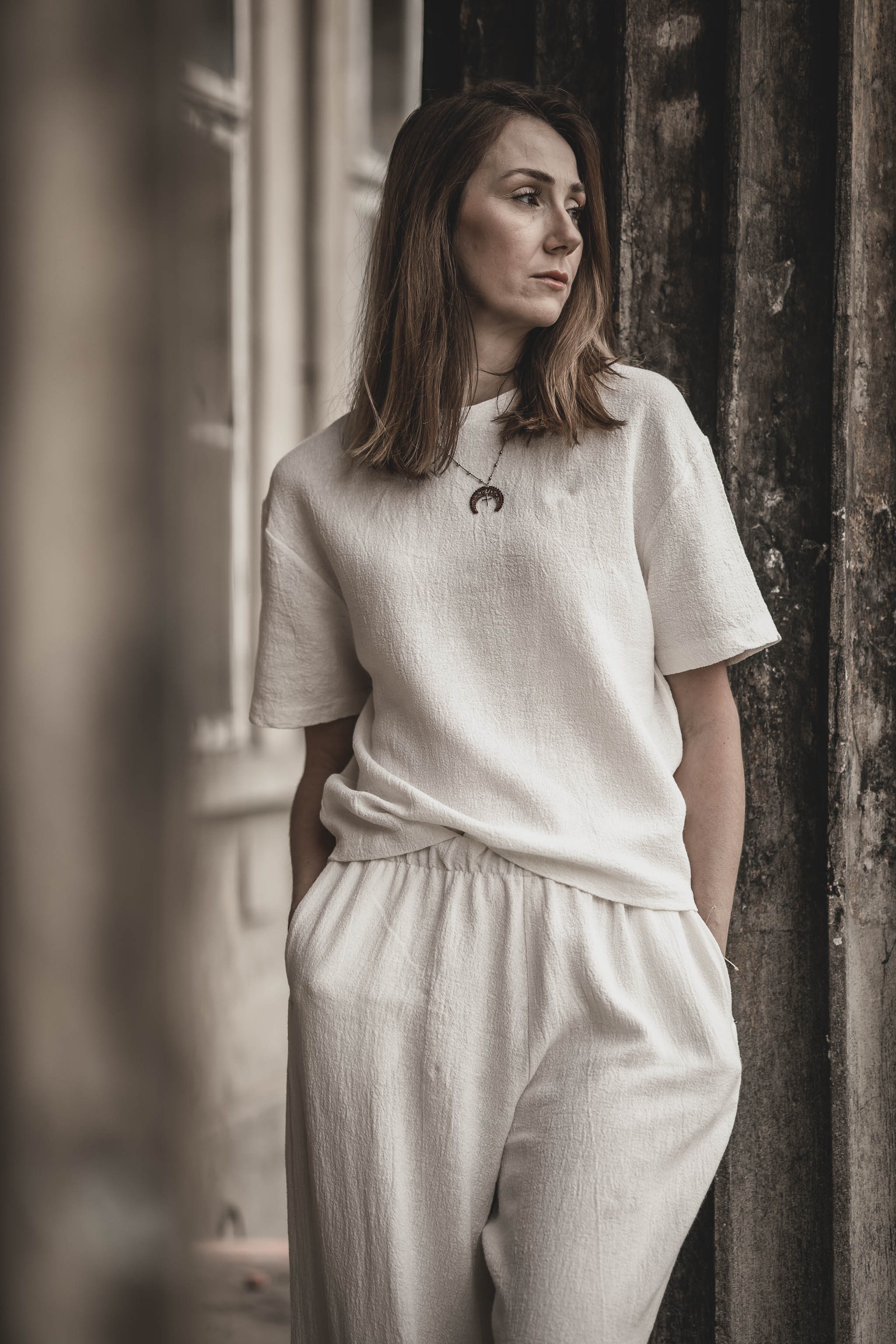 Koszulka lniana damska t-shirt ecru