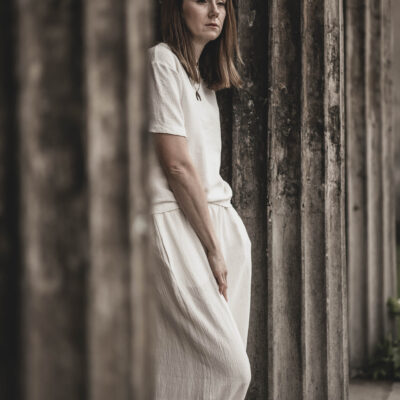 Koszulka lniana damska t-shirt ecru