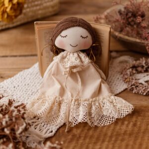 Lalka bawełniana przytulanka retro koronka Marysia natural