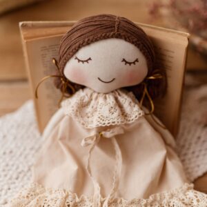 Lalka bawełniana przytulanka retro koronka Marysia natural