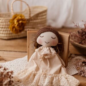 Lalka bawełniana przytulanka retro koronka Marysia natural