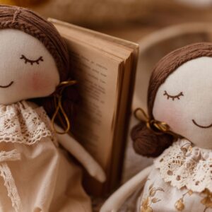 Lalka bawełniana przytulanka retro koronka Marysia natural