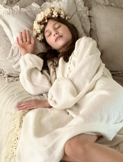 Lniana biała sukienka retro Marysia white day 1-4 lat